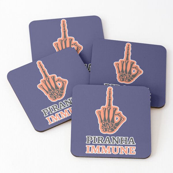 Item preview, Piranha Immune - Tropical Ornamental Skeleton Middle Finger Aquarium Fish Merch b/w designed and sold by TheAplus.