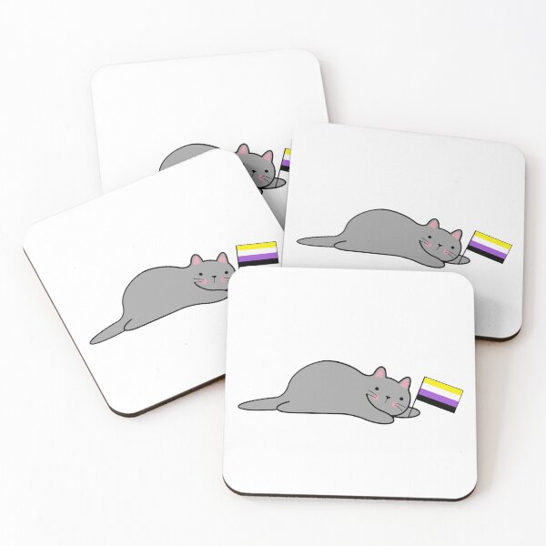 Item preview, Cat with a Non-Binary Pride Flag designed and sold by Elaine Carter.