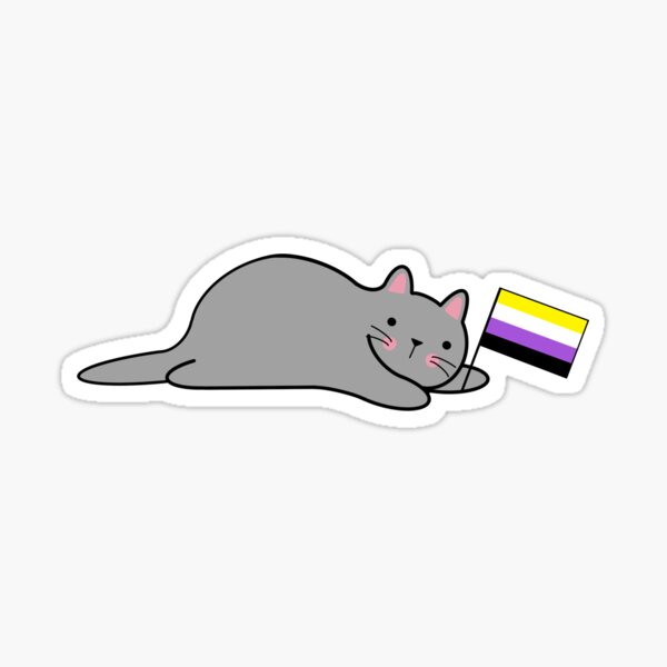 Aperçu de l'œuvre Chat avec un drapeau de fierté non binaire créée et vendue par Elaine Carter.