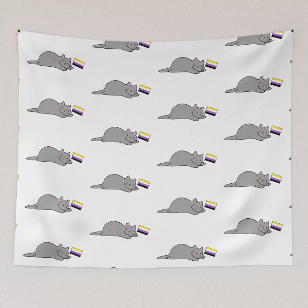Item preview, Cat with a Non-Binary Pride Flag designed and sold by Elaine Carter.