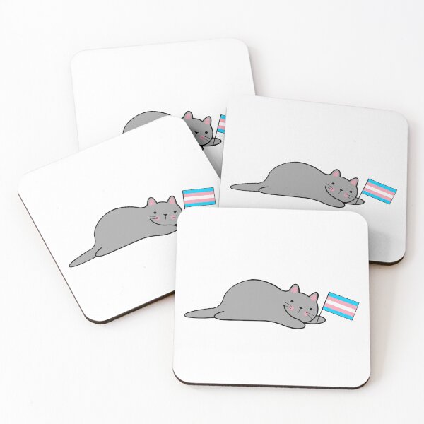 Item preview, Cat with a Trans Pride Flag designed and sold by Elaine Carter.