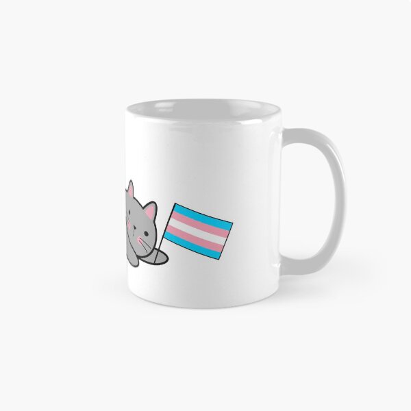 Item preview, Cat with a Trans Pride Flag designed and sold by Elaine Carter.