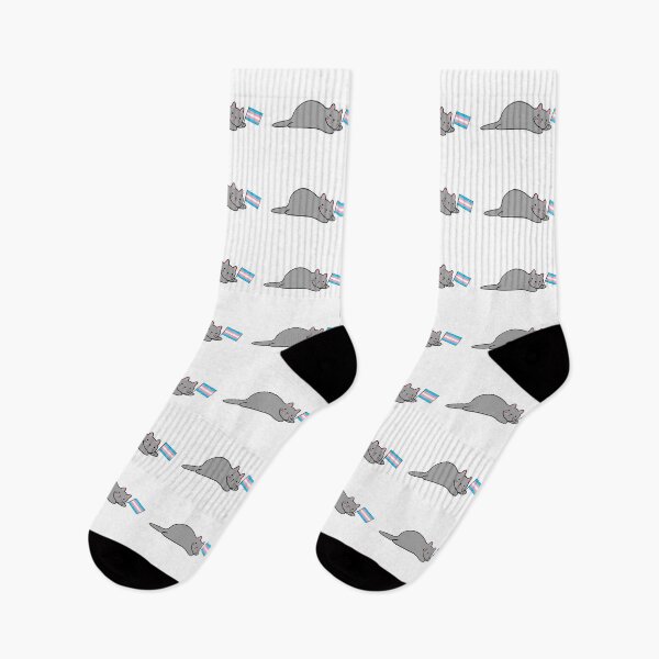 Item preview, Cat with a Trans Pride Flag designed and sold by Elaine Carter.