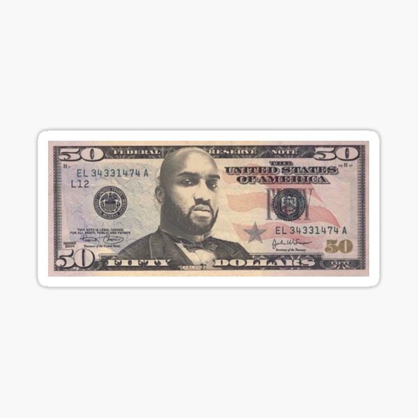 Virgil Abloh 50 Dollar Bill Sticker By Cityinbloom Redbubble