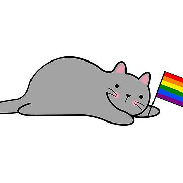 Artwork thumbnail, Cat with a Rainbow Pride Flag by Elaine Carter