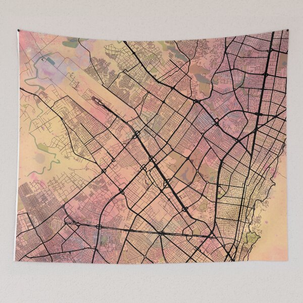 Item preview, Bogota Colombia Street Map Art Watercolor Pink Love designed and sold by IvonDesign.