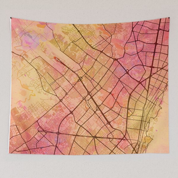 Item preview, Bogota Colombia Street Map Art Watercolor Magma Day designed and sold by IvonDesign.