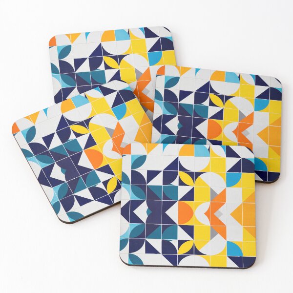 Item preview, blue, yellow, orange, yellow tile pattern designed and sold by TheWhiteRhyno.