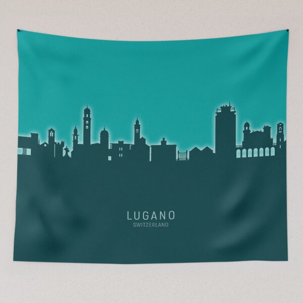Item preview, Lugano Switzerland Skyline designed and sold by ArtPrints.