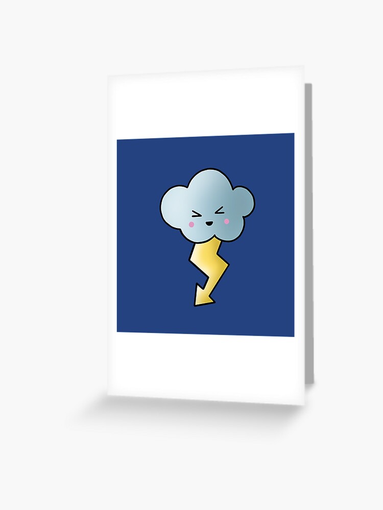 Kawaii Regenwolke Mit Blitz Clipart Grusskarte Von Elu293 Redbubble