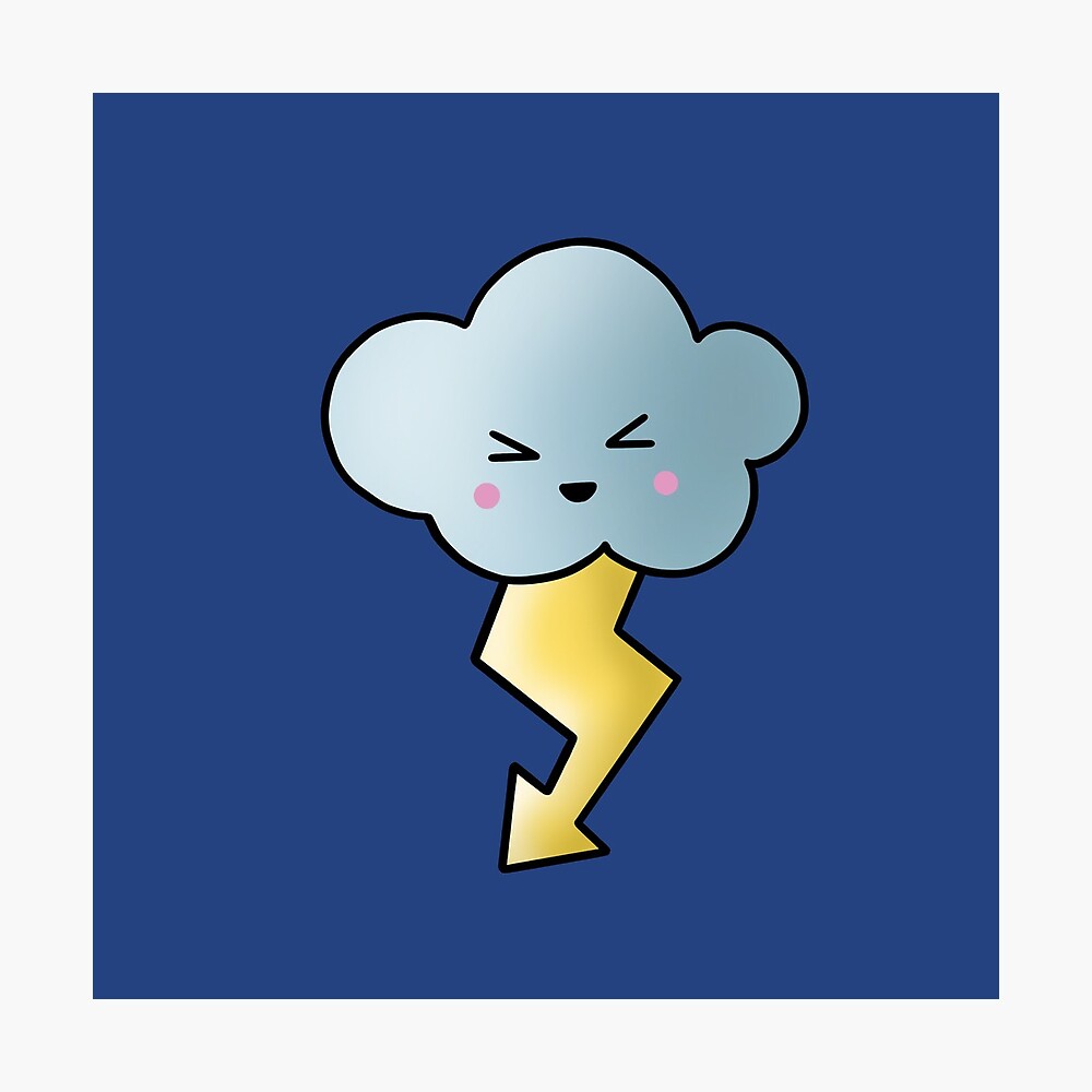 Kawaii Regenwolke Mit Blitz Clipart Poster Von Elu293 Redbubble