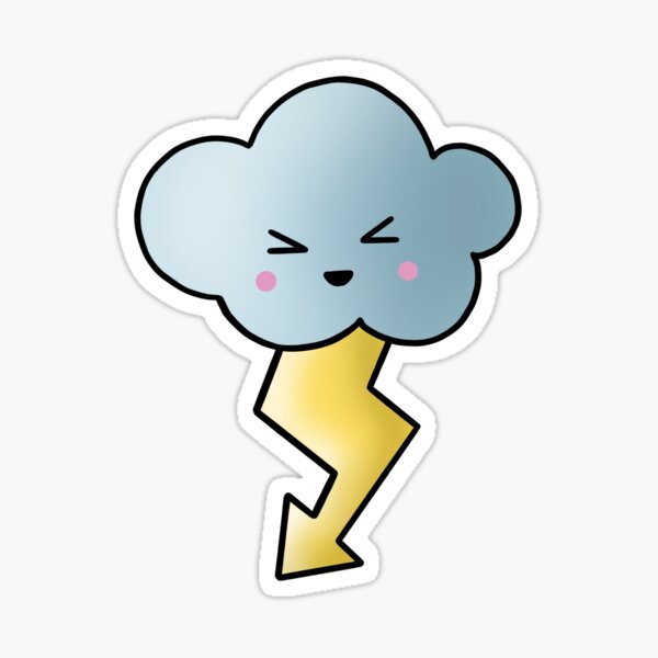 Kawaii Regenwolke Mit Blitz Clipart Sticker Von Elu293 Redbubble