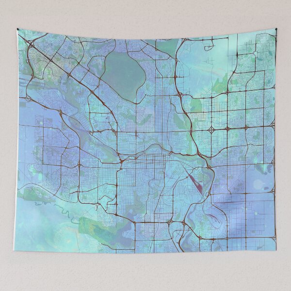 Item preview, Calgary Canada Street Map Art Watercolor Blue Lounge designed and sold by IvonDesign.