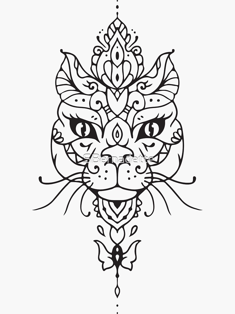 Thumbnail 3 of 3, Sticker, Sphinx Mandala designed and sold by SBernadette.