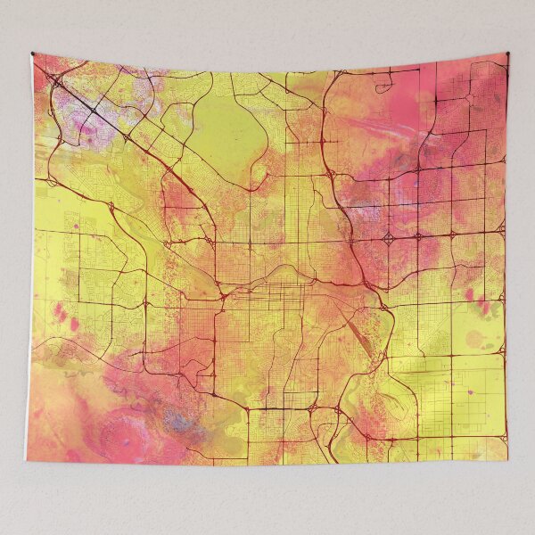 Item preview,  Calgary Canada Street Map Art Watercolor Magma Eruption designed and sold by IvonDesign.