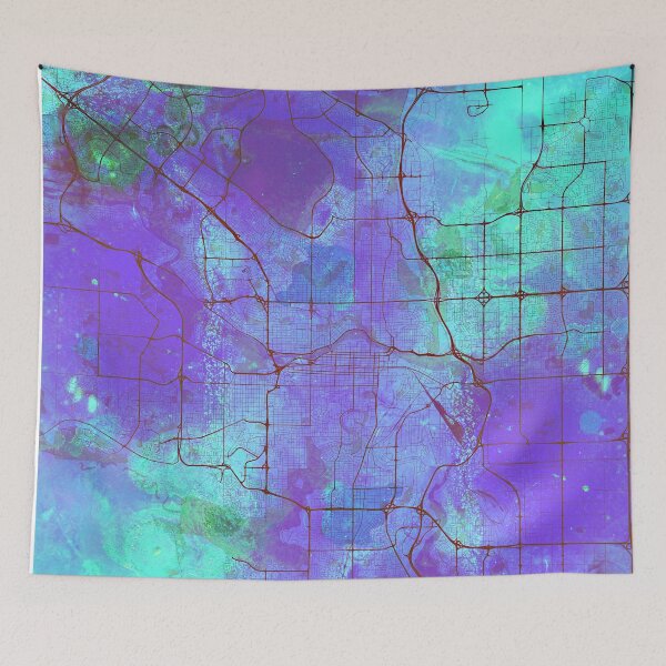 Item preview, Calgary Canada Street Map Art Watercolor Marine Blue designed and sold by IvonDesign.