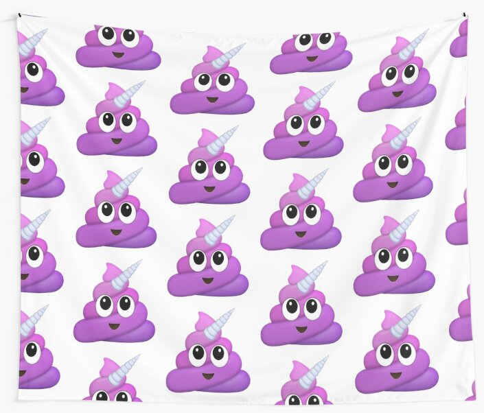 Purple Unicorn Poop Emoji Wall Tapestries By Winkham Redbubble