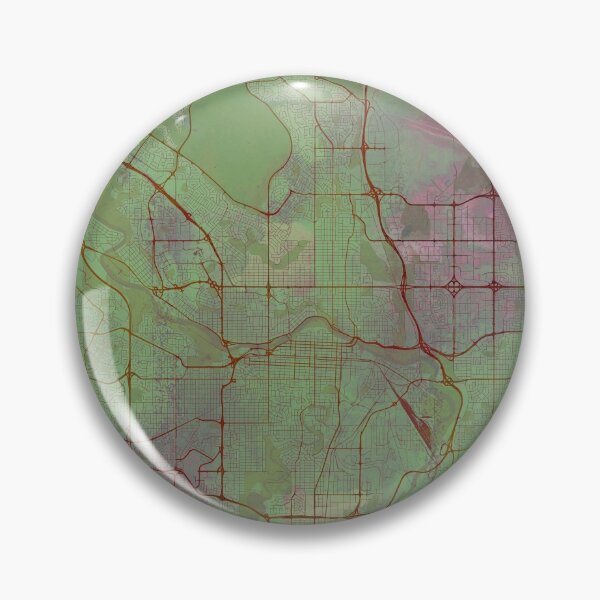 Item preview, Calgary Canada Street Map Art Watercolor Green Pink  designed and sold by IvonDesign.
