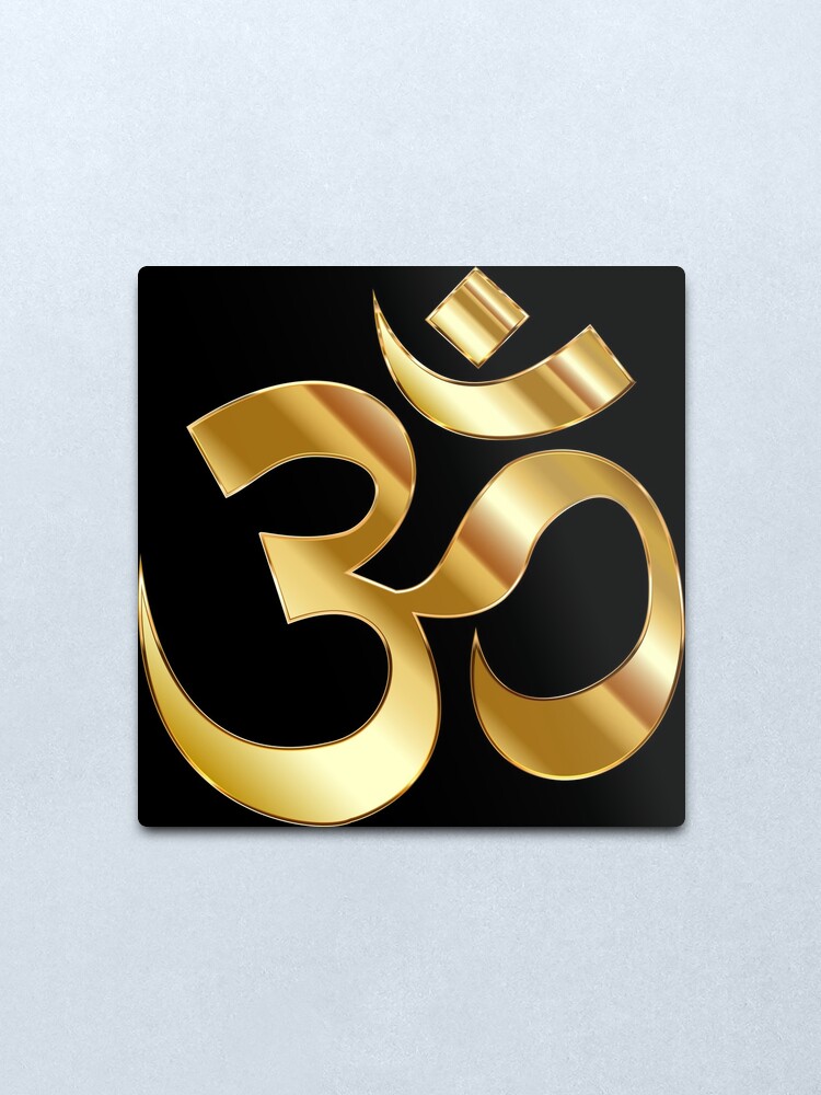 Gold Aum Symbol Sign Metal Print By Quetzalita Redbubble