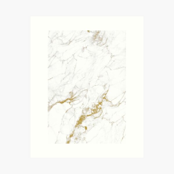 Simple Gold and White Marble Art Print