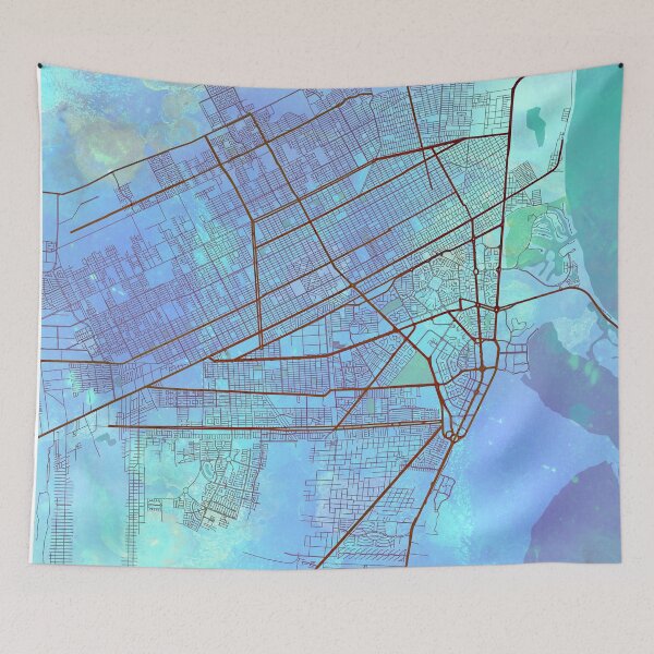 Item preview, Cancun Mexico Street Map Art Blue Lounge designed and sold by IvonDesign.