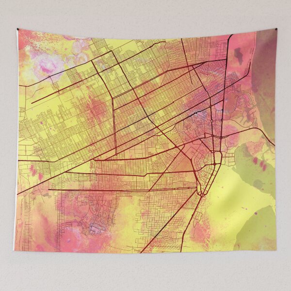 Item preview, Cancun Mexico Street Map Art Yellow World designed and sold by IvonDesign.