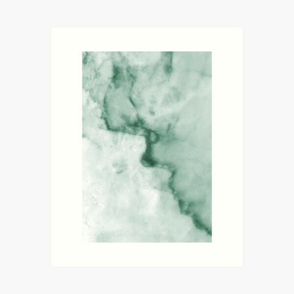 Jade - Green and White Marble Art Print