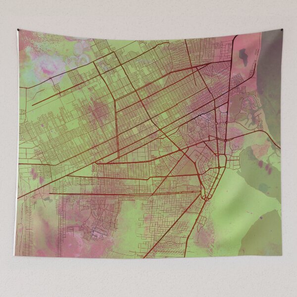 Item preview, Cancun Mexico Street Map Art Green Pink designed and sold by IvonDesign.