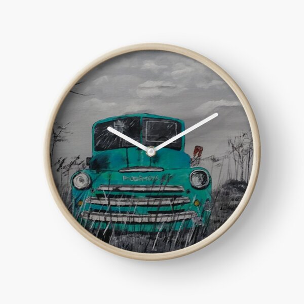 Blue Fargo Truck Abandoned in Field Clock