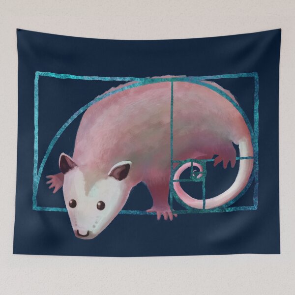 Item preview, Fibonacci spiral possum (pink and blue version) designed and sold by ELMayer.