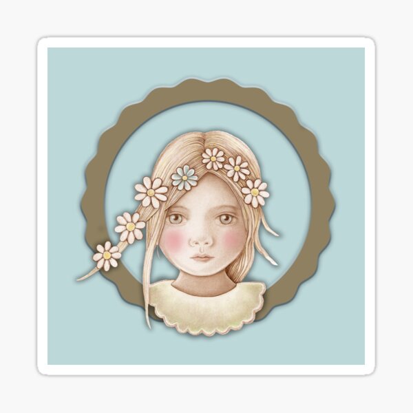 cute girl with daisy chain in her hair Sticker