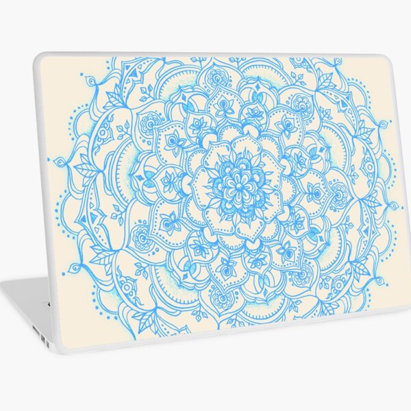 Pale Blue Pencil Pattern - hand drawn lace mandala Laptop Skin