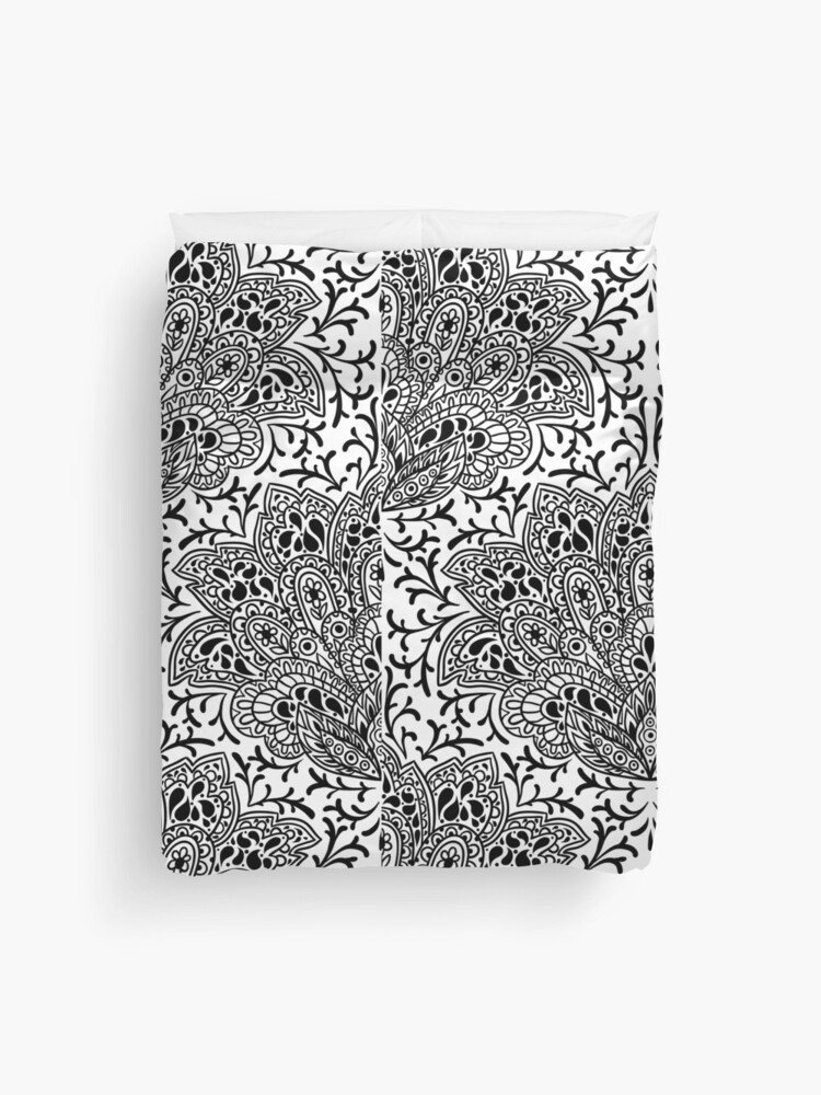 Thumbnail 1 of 2, Duvet Cover, Stencil Mandala Flower Pattern designed and sold by SBernadette.