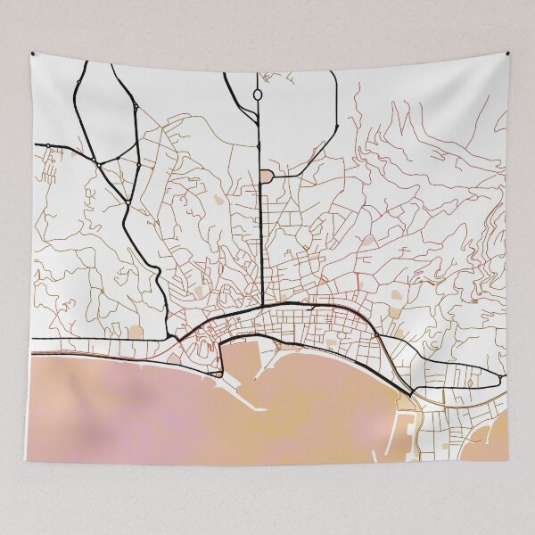 Item preview, Cannes France Street Map Art Watercolor Color designed and sold by IvonDesign.