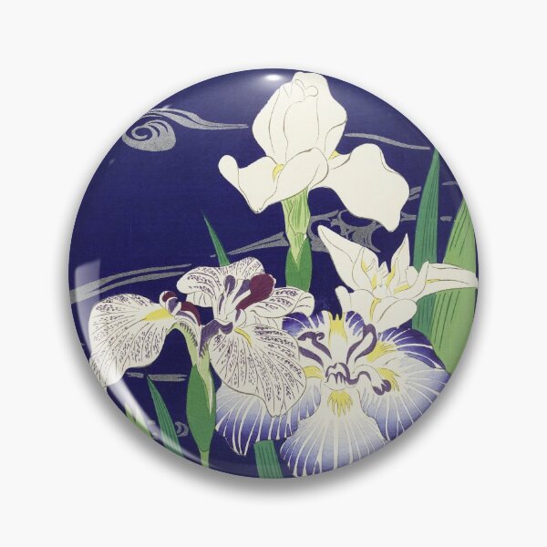 Item preview, FLOWERING WHITE IRISES IN DEEP BLUE WATER Japanese Woodcut designed and sold by BulganLumini.