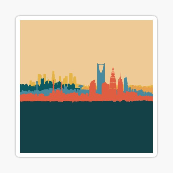 "Riyadh minimal colourful city skyline" Sticker for Sale by am