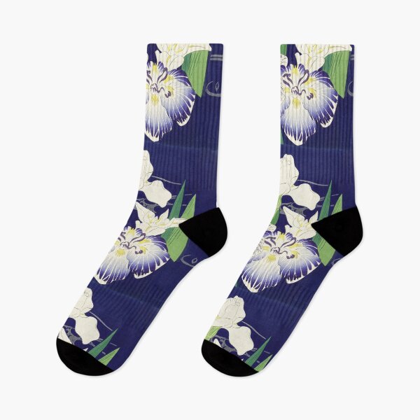 Item preview, FLOWERING WHITE IRISES IN DEEP BLUE WATER Japanese Woodcut designed and sold by BulganLumini.