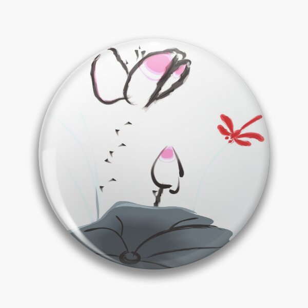 Item preview, Chinese ink drawing - lotus stems water lilies with butterfly designed and sold by Kallandra.