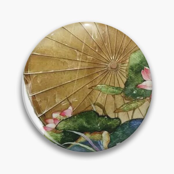 Item preview, Chinese ink drawing - lotus stems water lilies with paper shade designed and sold by Kallandra.