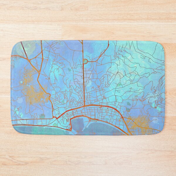 Item preview, Cannes France Street Map Art Watercolor Blue Lounge designed and sold by IvonDesign.