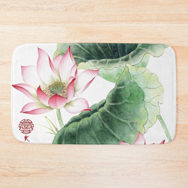 Item preview, Chinese ink drawing - lotus stems pink water lilies designed and sold by Kallandra.