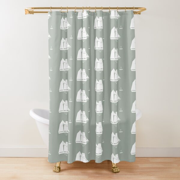 The Topsail Schooner on green Shower Curtain
