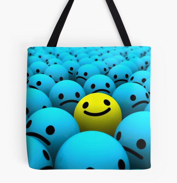 Melted Neon Smiley Print Tote Bag in Pastel