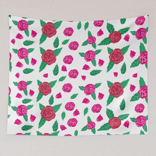 Item preview,  Flower Floral red and pink roses Gouache Pattern designed and sold by KatieDiamondArt.