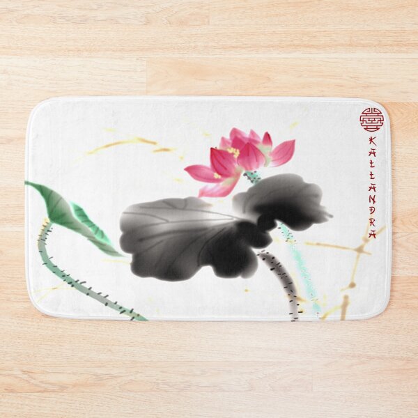 Item preview, Chinese ink drawing - lotus stems water lilies & reed ink painting designed and sold by Kallandra.