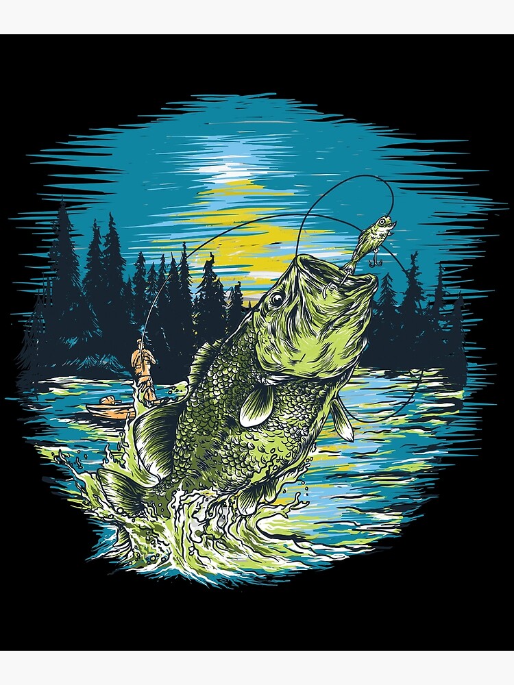 Large Mouth Bass Fishing Graphic graphic | Art Print
