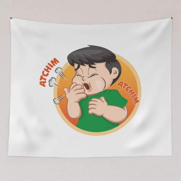 Item preview, Illustration depicts a child character giving sneezing, allergy, rhinitis, flu. Ideal for health and institutional information designed and sold by LucianoCosmo.