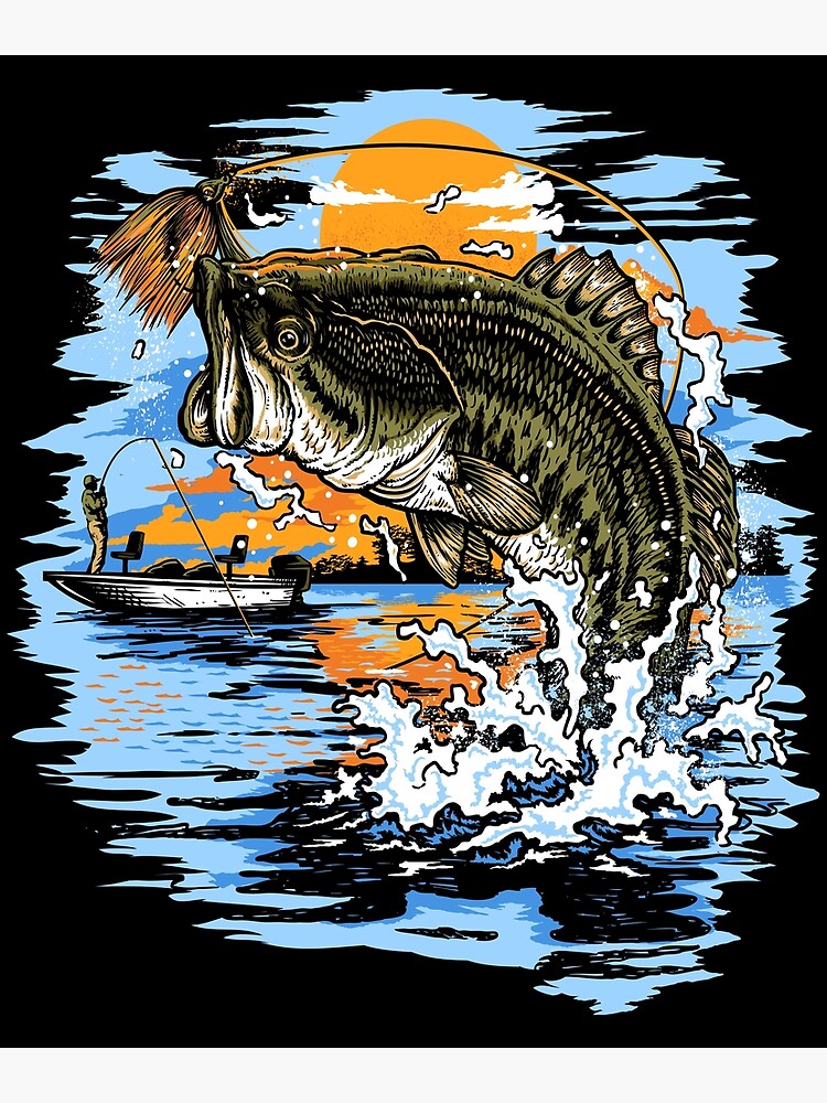 Large Mouth Bass Fishing Graphic print Poster for Sale by