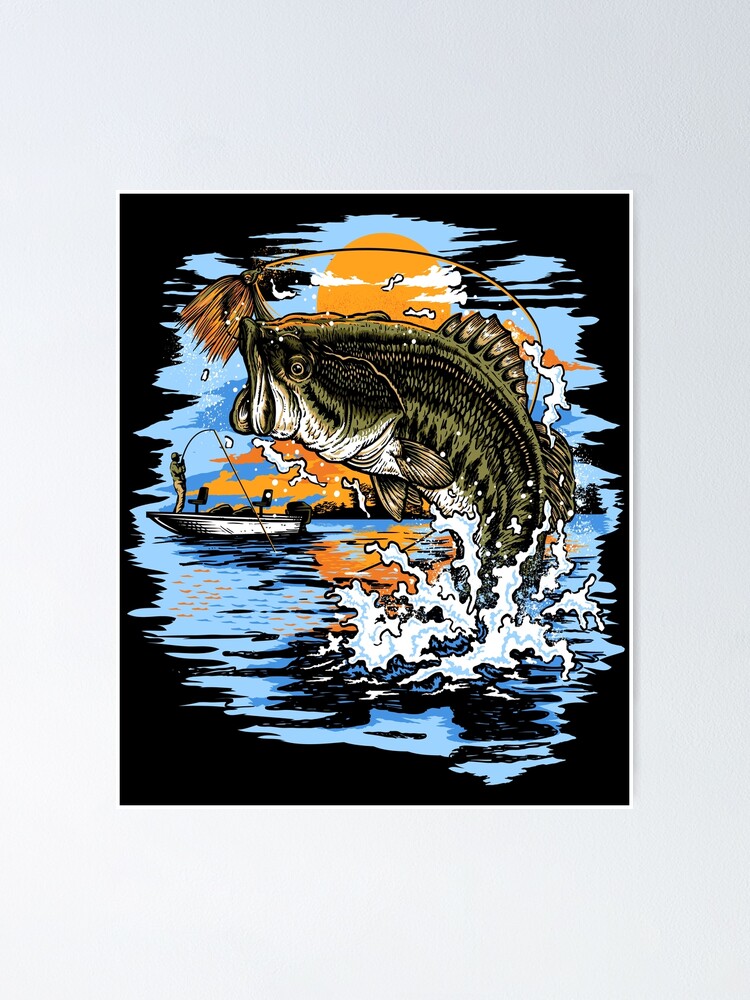 Large Mouth Bass Fishing Graphic print Poster for Sale by jakehughes2015