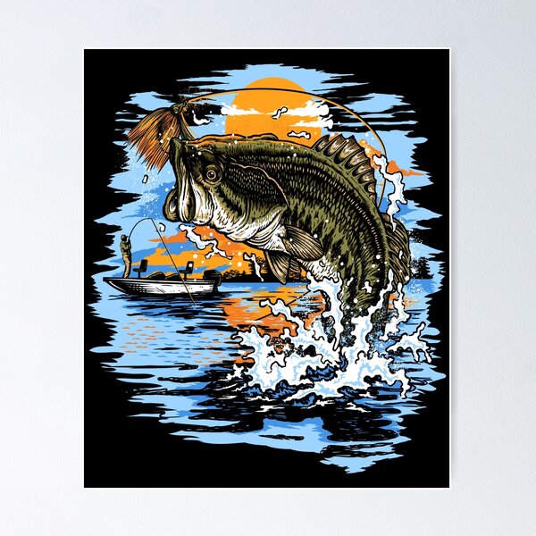 Large Mouth Bass Fishing Graphic print Poster for Sale by